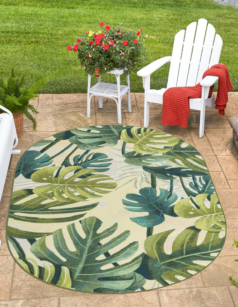 Garden Terrace Escape Collection Area Rug - Ivy Oval Green lifestyle 24