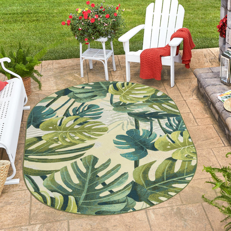 Garden Terrace Escape Collection Area Rug - Ivy Oval Green lifestyle 84
