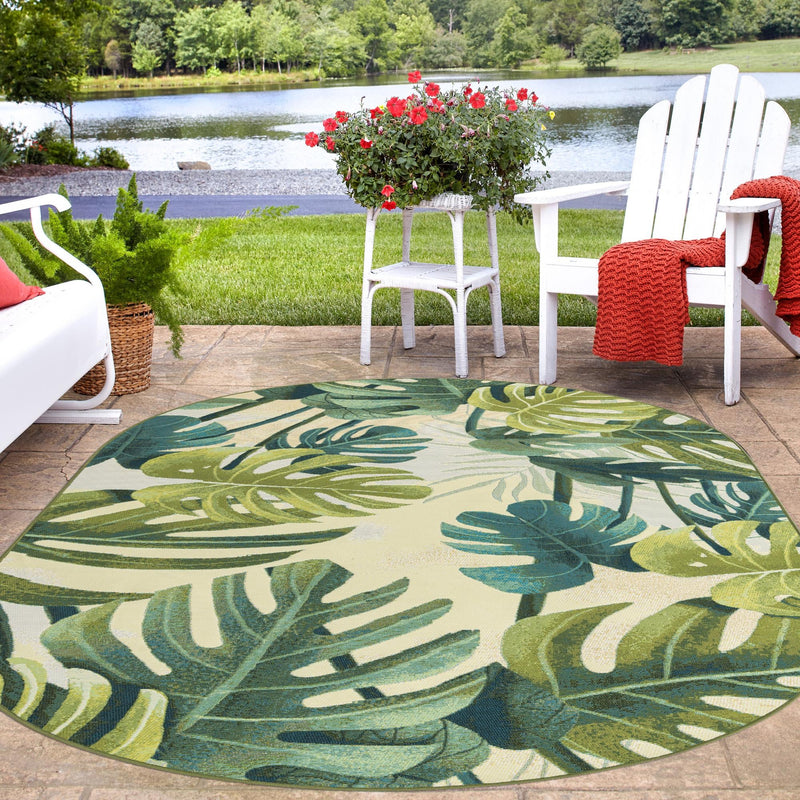 Garden Terrace Escape Collection Area Rug - Ivy Oval Green lifestyle 89