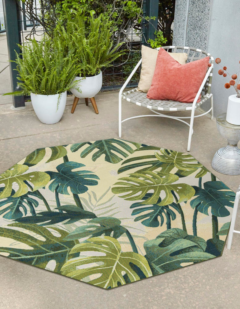Garden Terrace Escape Collection Area Rug - Ivy Octagon Green lifestyle 25