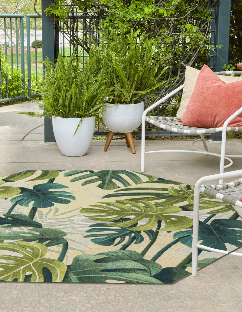 Garden Terrace Escape Collection Area Rug - Ivy Octagon Green lifestyle 30