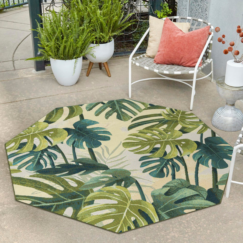 Garden Terrace Escape Collection Area Rug - Ivy Octagon Green lifestyle 85