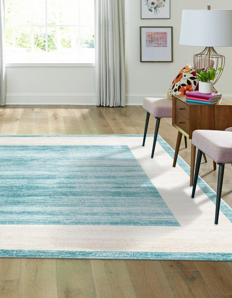 Metro Heights Collection Area Rug - Park Square Turquoise lifestyle 82