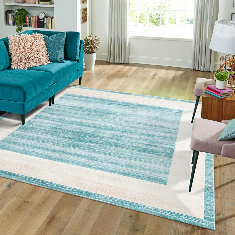Metro Heights Collection Area Rug - Park Square Turquoise lifestyle 148