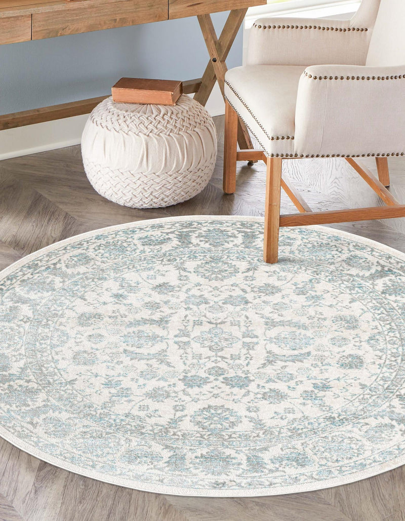 Metro Heights Collection Area Rug - Astoria Round Teal lifestyle 27
