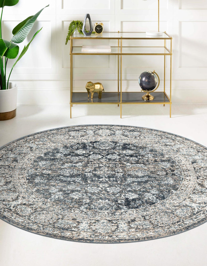 Metro Heights Collection Area Rug - Astoria Round Navy Blue lifestyle 41