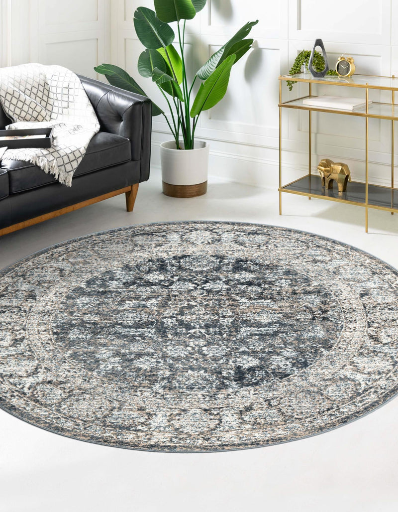 Metro Heights Collection Area Rug - Astoria Round Navy Blue lifestyle 50