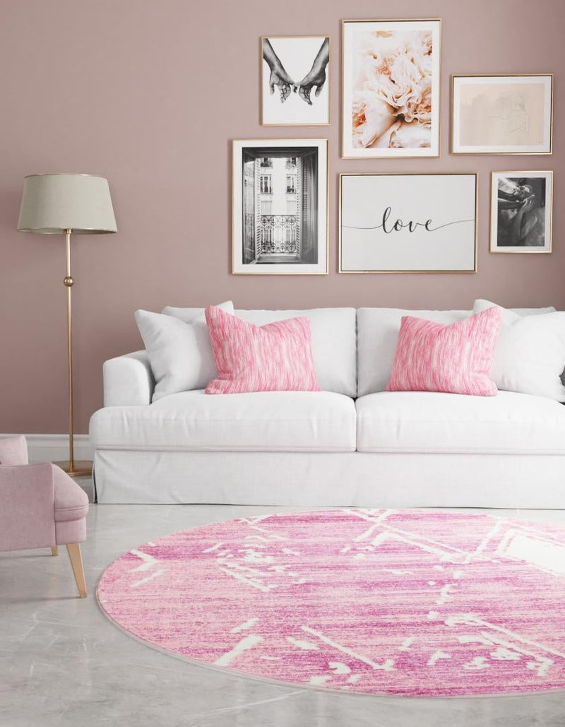 Metro Heights Collection Area Rug - Madison Round Pink lifestyle 67