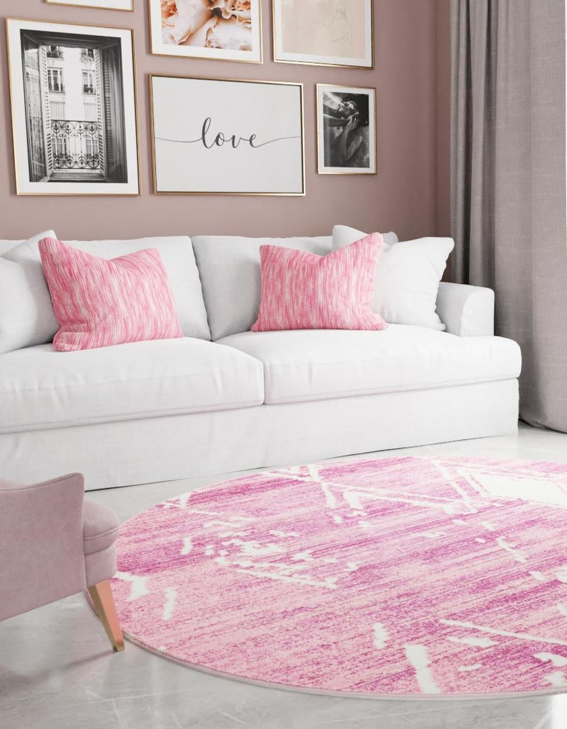 Metro Heights Collection Area Rug - Madison Round Pink lifestyle 81