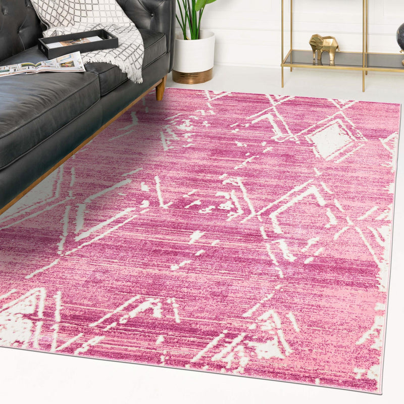 Metro Heights Collection Area Rug - Madison Rectangle Pink lifestyle 36