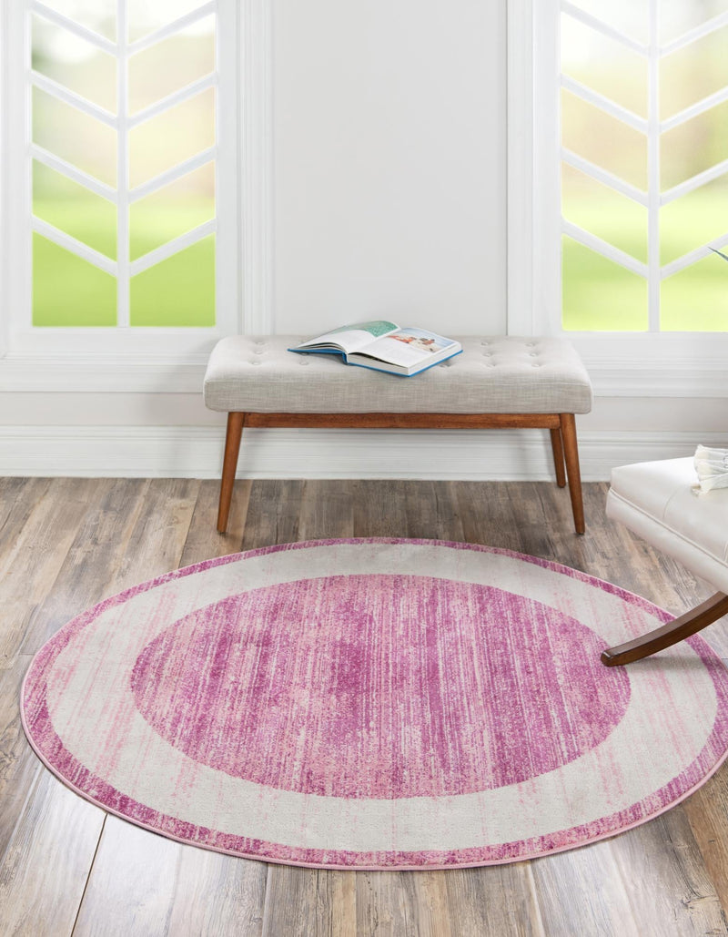 Metro Heights Collection Area Rug - Park Round Pink lifestyle 63