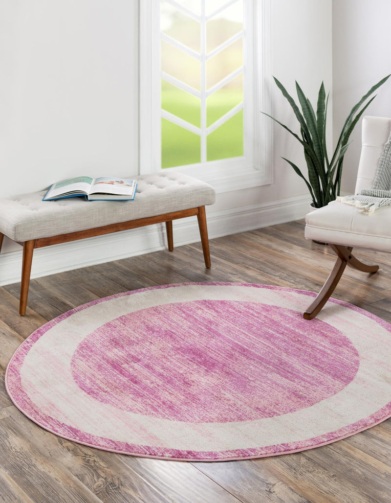 Metro Heights Collection Area Rug - Park Round Pink lifestyle 72