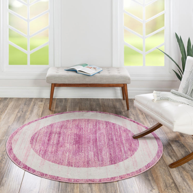 Metro Heights Collection Area Rug - Park Round Pink lifestyle 157