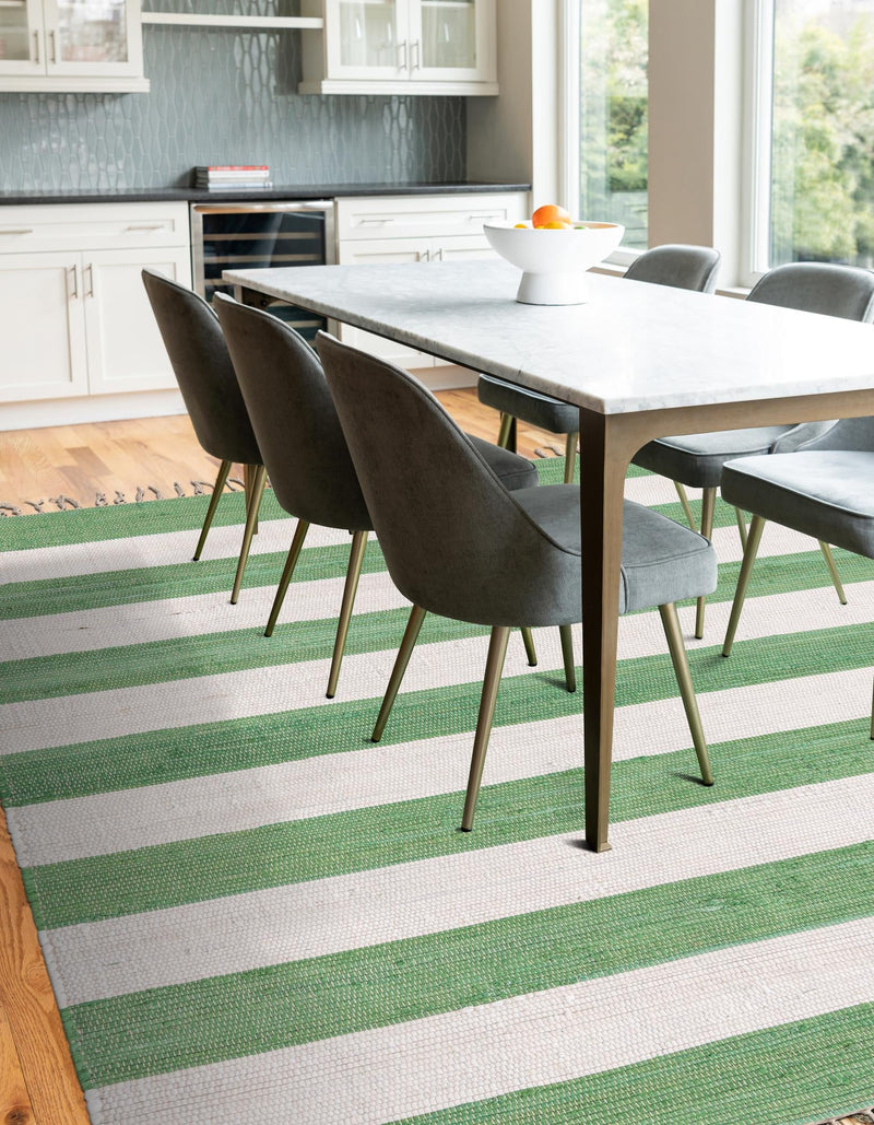 Tassel Trail Collection Area Rug - Pathway (Green and Ivory) Rectangle Green and Ivory lifestyle 3