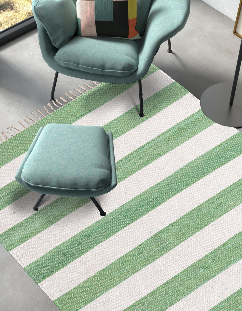 Tassel Trail Collection Area Rug - Pathway (Green and Ivory) Rectangle Green and Ivory lifestyle 10