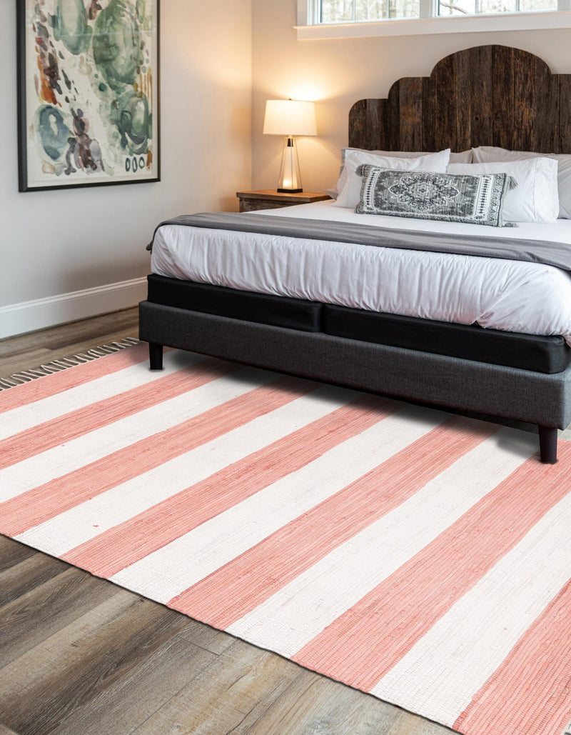Tassel Trail Collection Area Rug - Pathway (Coral and Ivory) Rectangle Coral and Ivory lifestyle 6