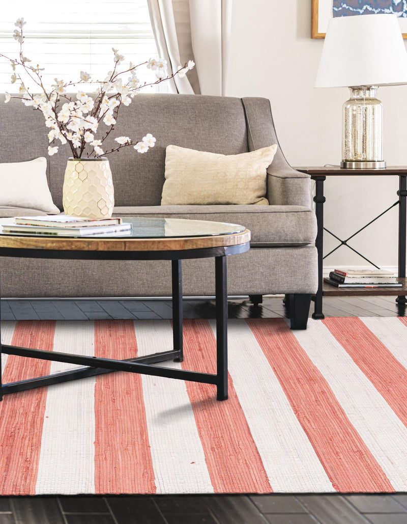 Tassel Trail Collection Area Rug - Pathway (Coral and Ivory) Rectangle Coral and Ivory lifestyle 7