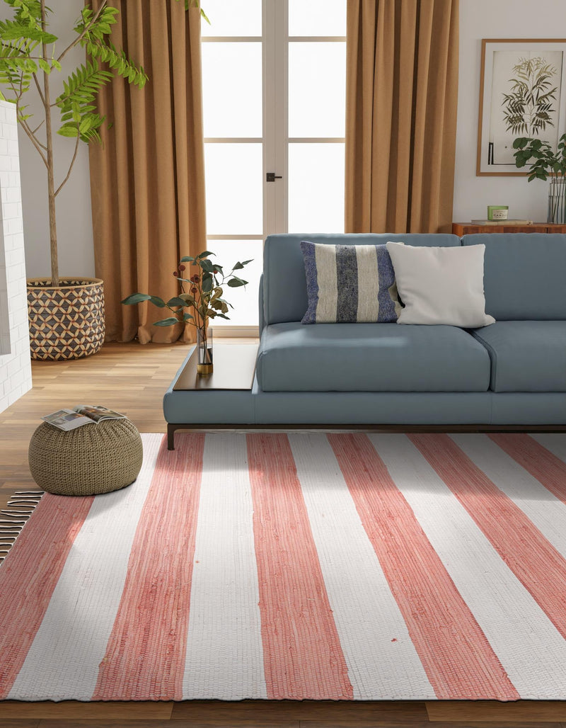 Tassel Trail Collection Area Rug - Pathway (Coral and Ivory) Rectangle Coral and Ivory lifestyle 9