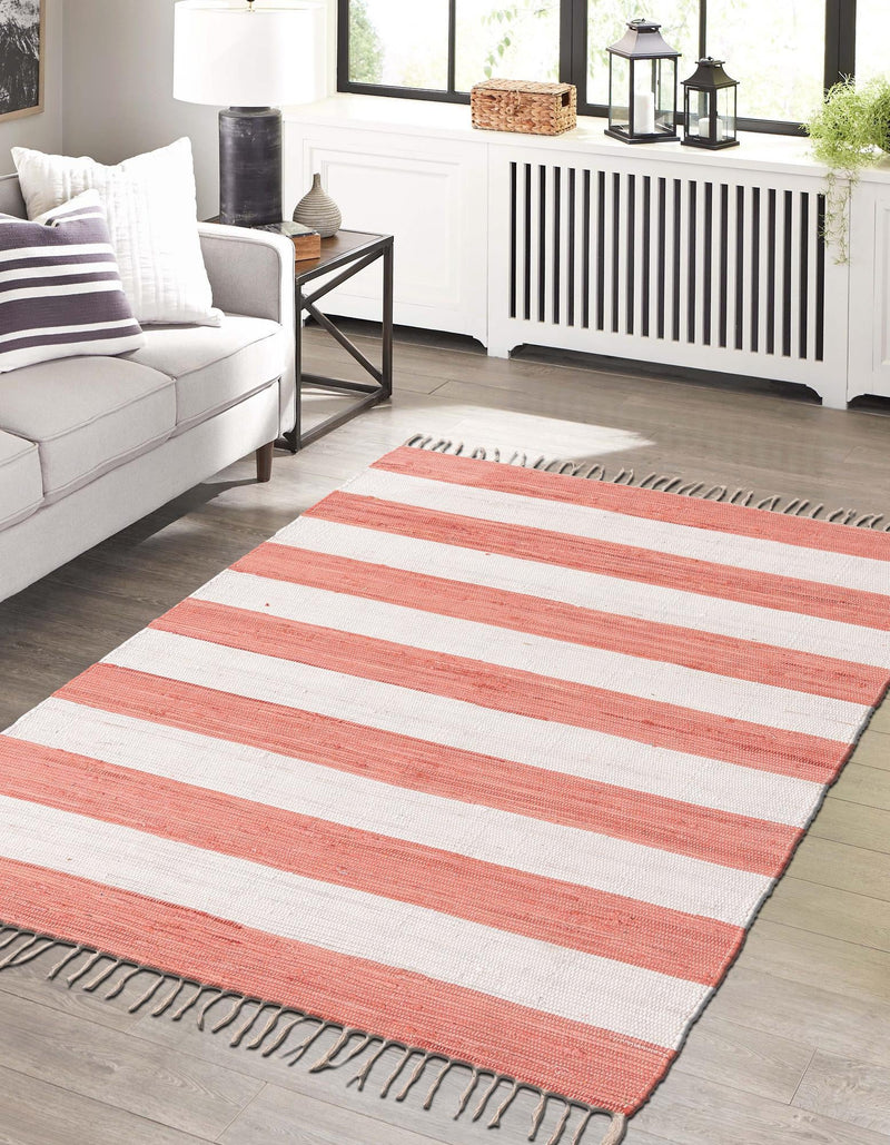 Tassel Trail Collection Area Rug - Pathway (Coral and Ivory) Rectangle Coral and Ivory lifestyle 10