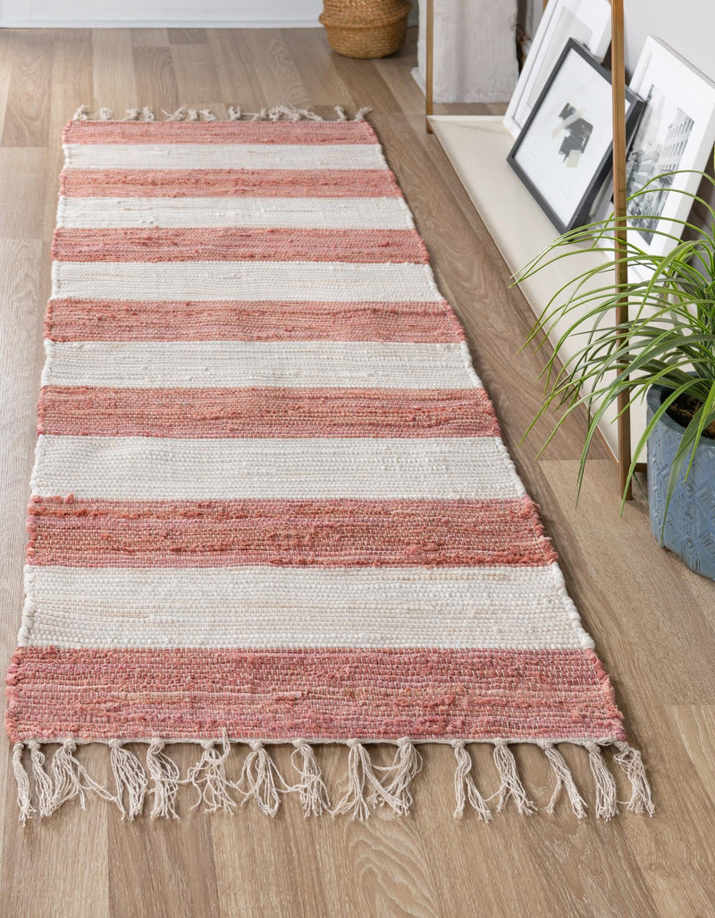 Tassel Trail Collection Area Rug - Pathway (Coral and Ivory) Runner Coral and Ivory lifestyle 26