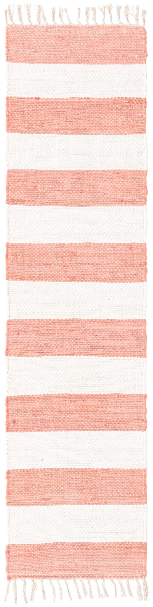 Tassel Trail Collection Area Rug - Pathway (Coral and Ivory) Runner Coral and Ivory lifestyle 24
