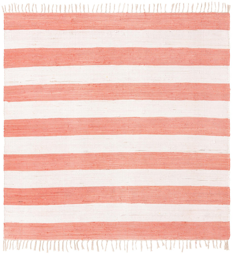 Tassel Trail Collection Area Rug - Pathway (Coral and Ivory) Square Coral and Ivory lifestyle 25