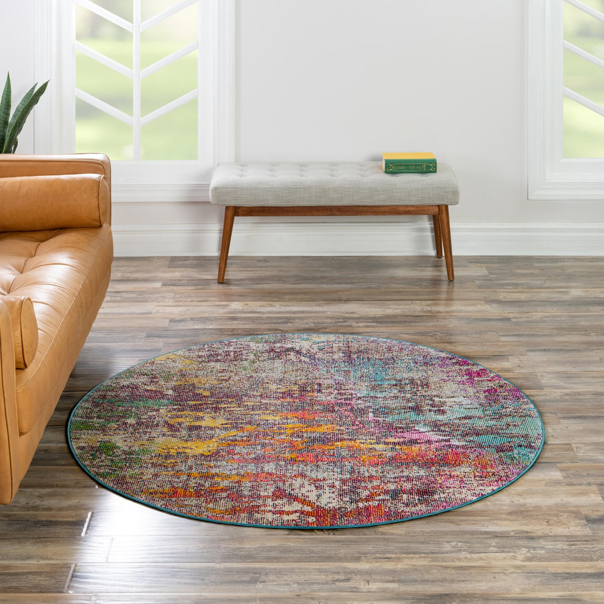 Celestial Luminescence Collection Area Rug - Nebula Round Multi lifestyle 109