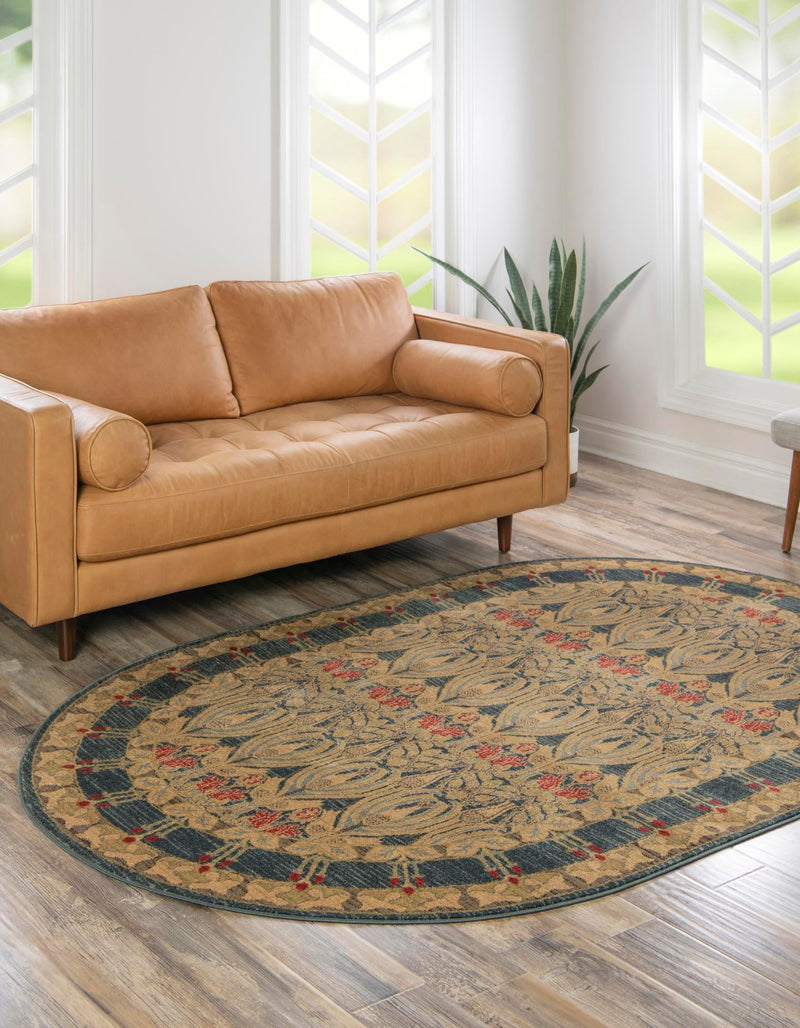Chelsea Elegance Collection Area Rug - Brompton (Navy Blue) Oval Navy Blue lifestyle 22