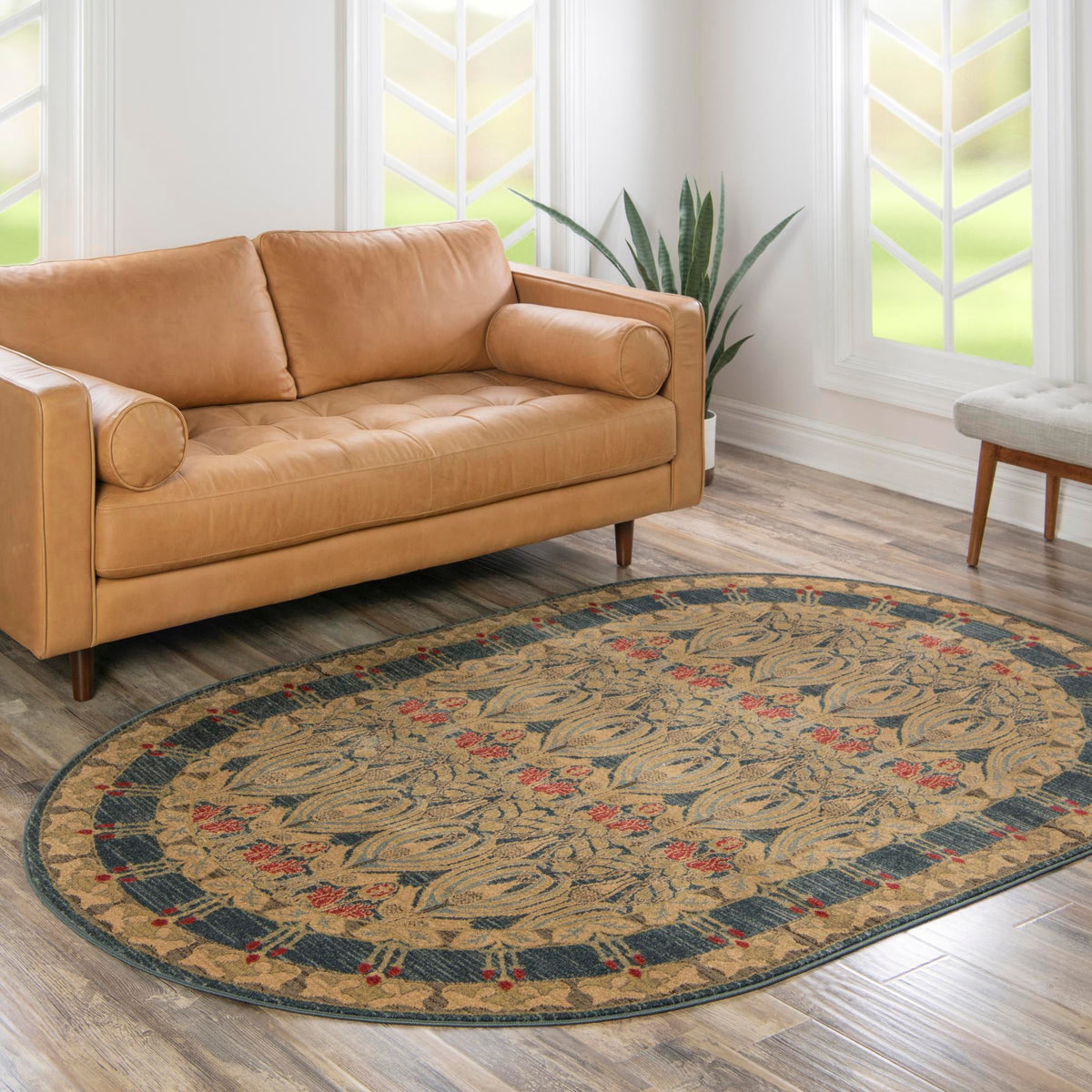 Chelsea Elegance Collection Area Rug - Brompton (Navy Blue) Oval Navy Blue lifestyle 81