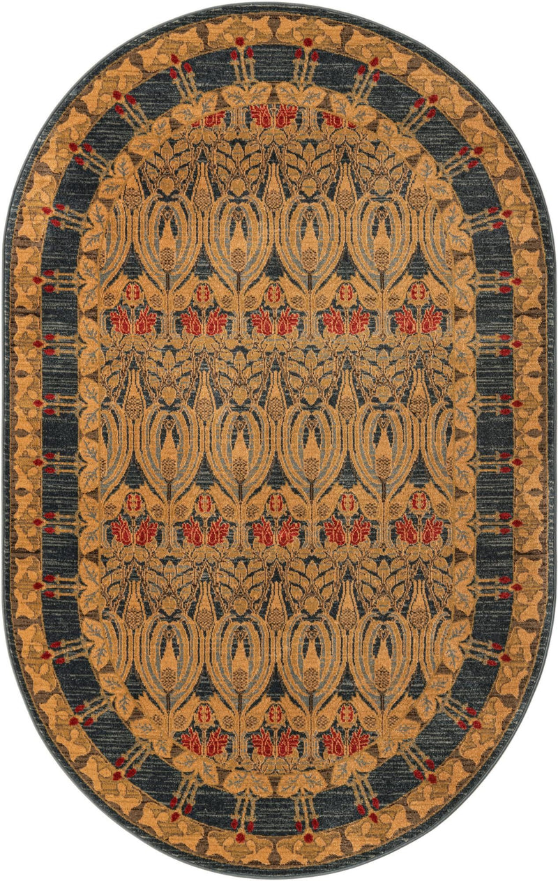 Chelsea Elegance Collection Area Rug - Brompton (Navy Blue) Oval Navy Blue lifestyle 12