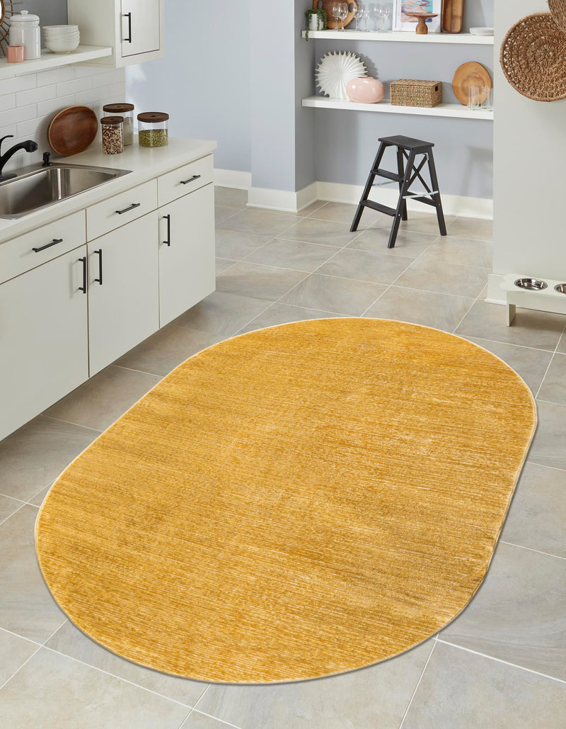 Bloomsbury Elegance Collection Area Rug - Kensington (Yellow) Oval Yellow lifestyle 22
