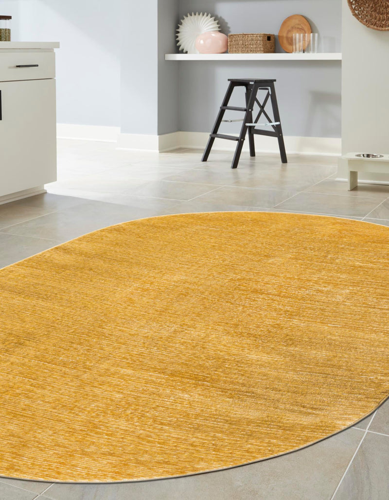Bloomsbury Elegance Collection Area Rug - Kensington (Yellow) Oval Yellow lifestyle 26