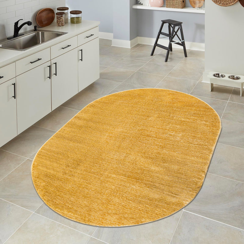 Bloomsbury Elegance Collection Area Rug - Kensington (Yellow) Oval Yellow lifestyle 75
