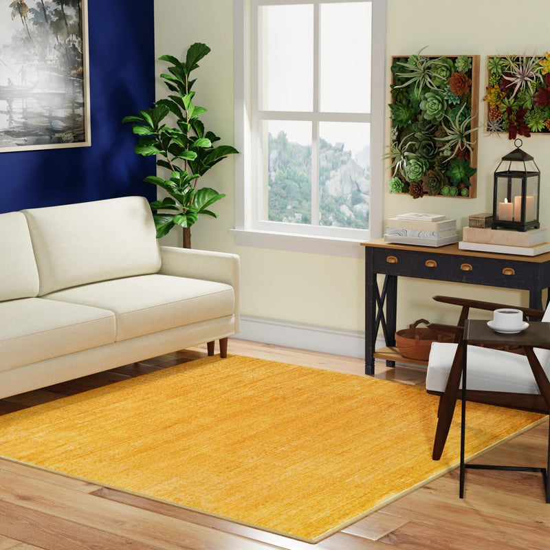 Bloomsbury Elegance Collection Area Rug - Kensington (Yellow) Square Yellow lifestyle 72