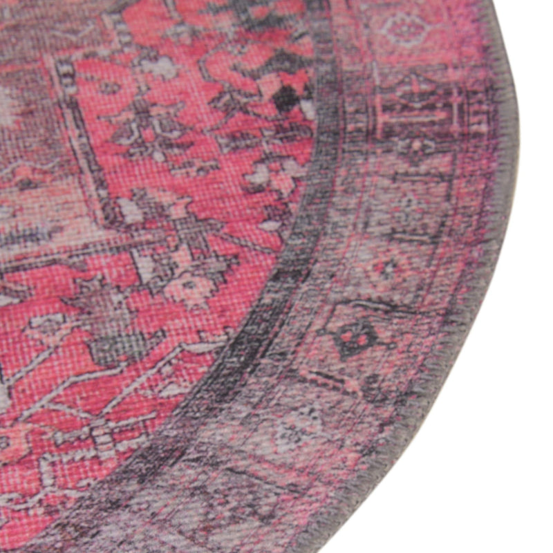 Heritage Elegance Collection Area Rug - Windsor (Pink) Round Pink lifestyle 37