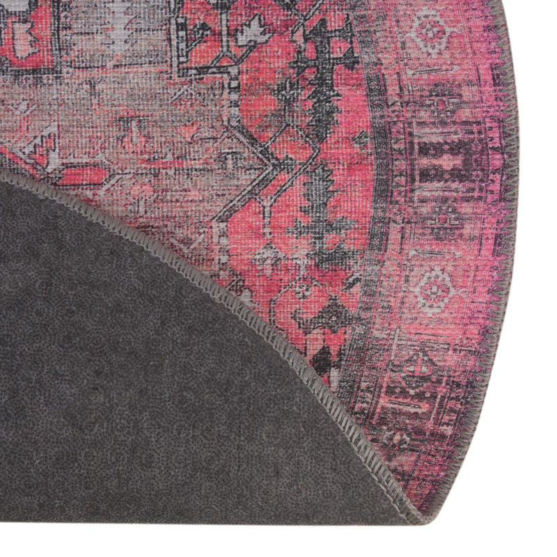 Heritage Elegance Collection Area Rug - Windsor (Pink) Round Pink lifestyle 45