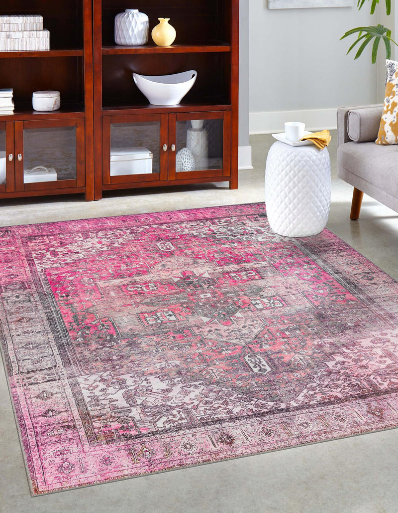 Heritage Elegance Collection Area Rug - Windsor (Pink) Rectangle Pink lifestyle 2