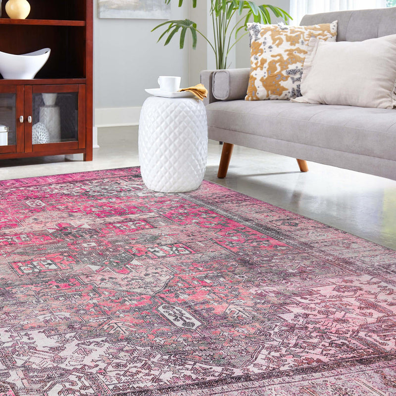 Heritage Elegance Collection Area Rug - Windsor (Pink) Rectangle Pink lifestyle 15