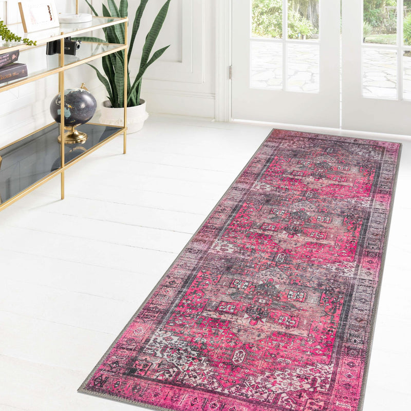 Heritage Elegance Collection Area Rug - Windsor (Pink) Runner Pink lifestyle 68