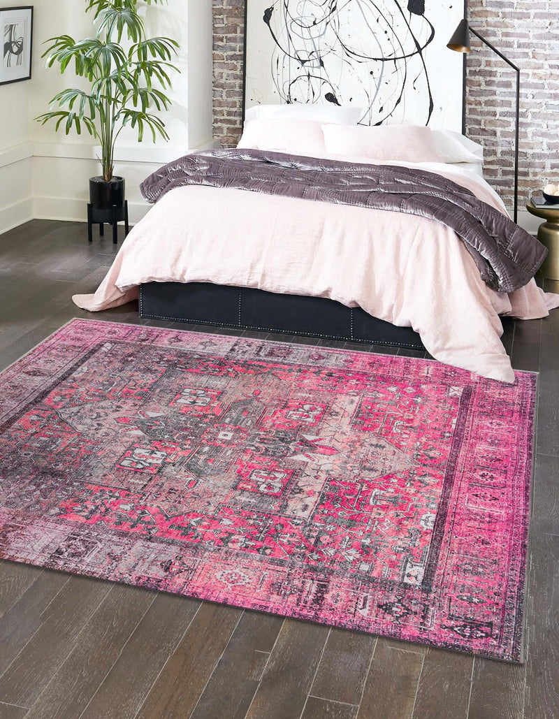 Heritage Elegance Collection Area Rug - Windsor (Pink) Square Pink lifestyle 23
