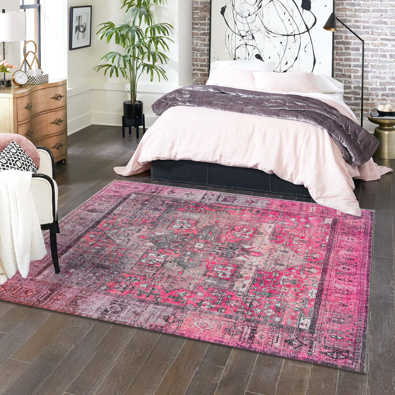 Heritage Elegance Collection Area Rug - Windsor (Pink) Square Pink lifestyle 71