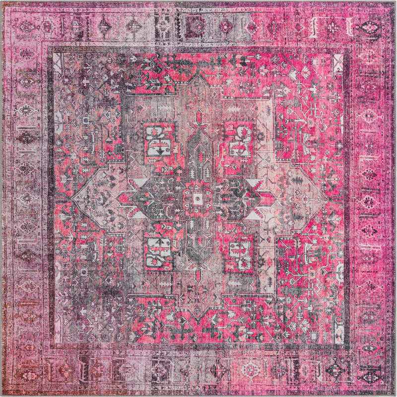 Heritage Elegance Collection Area Rug - Windsor (Pink) Square Pink lifestyle 19