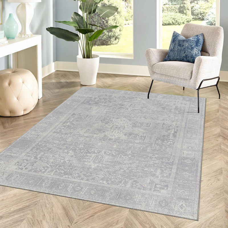 Heritage Elegance Collection Area Rug - Windsor (Gray) Rectangle Gray lifestyle 14