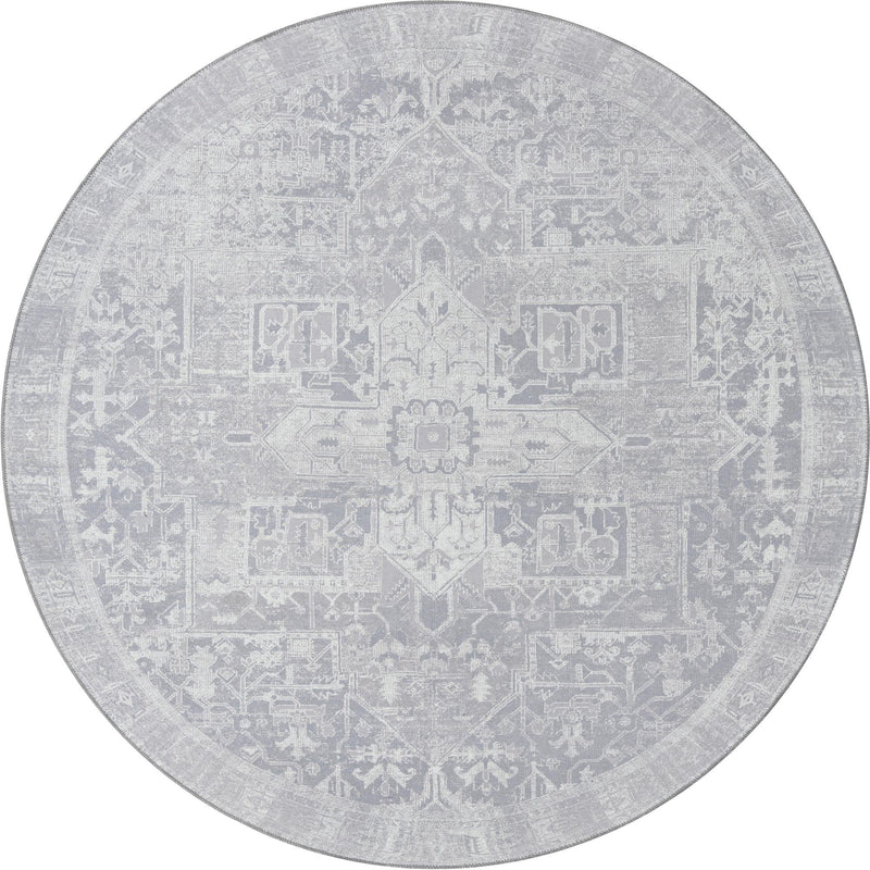 Heritage Elegance Collection Area Rug - Windsor (Gray) Round Gray lifestyle 18