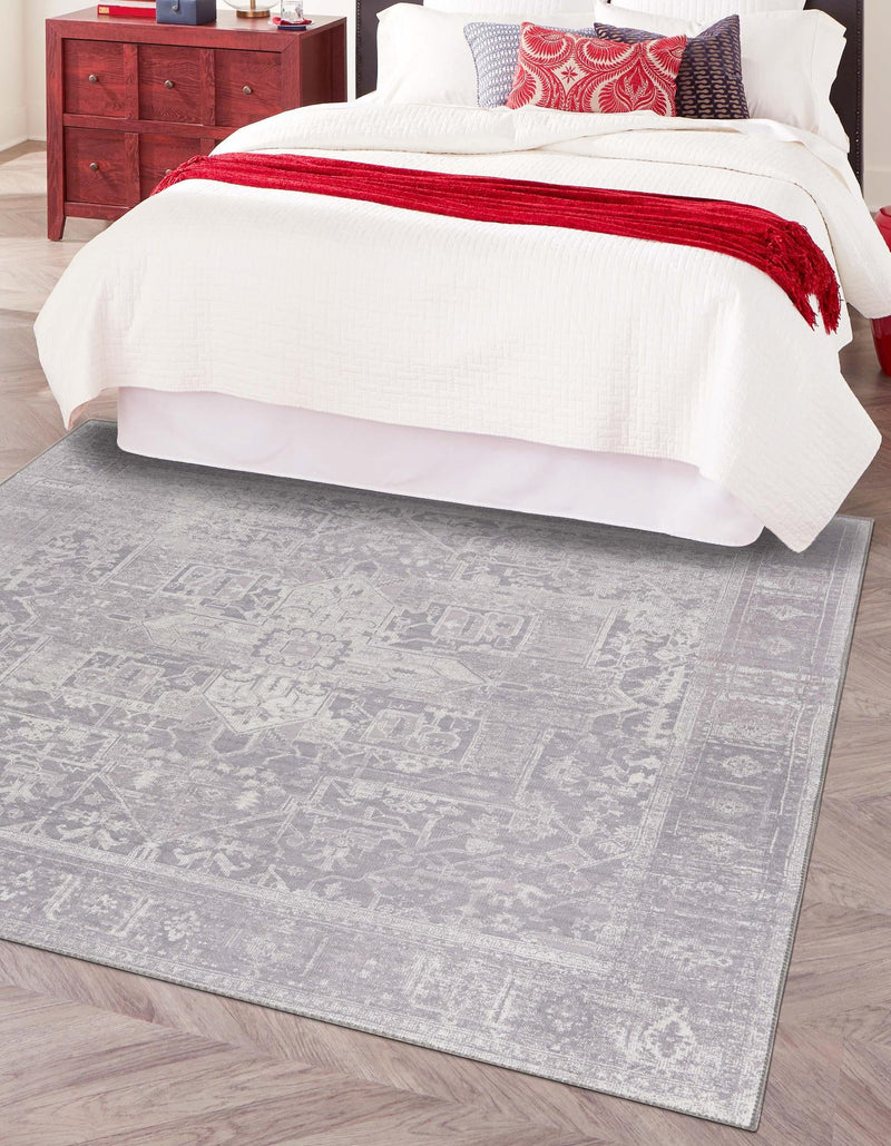 Heritage Elegance Collection Area Rug - Windsor (Gray) Square Gray lifestyle 23