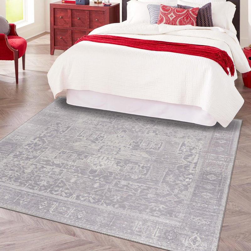 Heritage Elegance Collection Area Rug - Windsor (Gray) Square Gray lifestyle 71