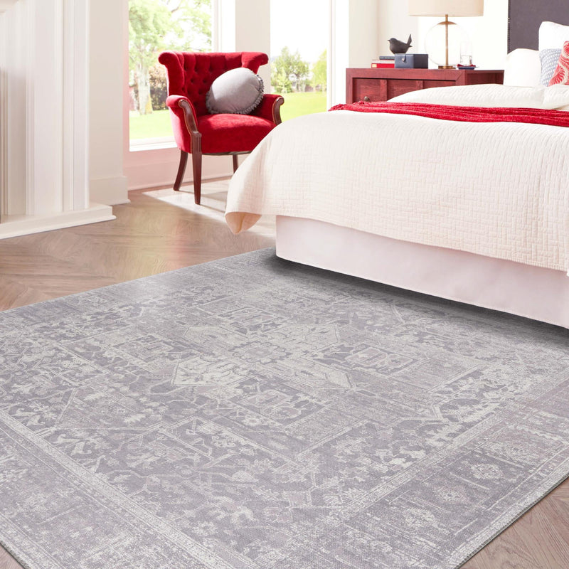 Heritage Elegance Collection Area Rug - Windsor (Gray) Square Gray lifestyle 75