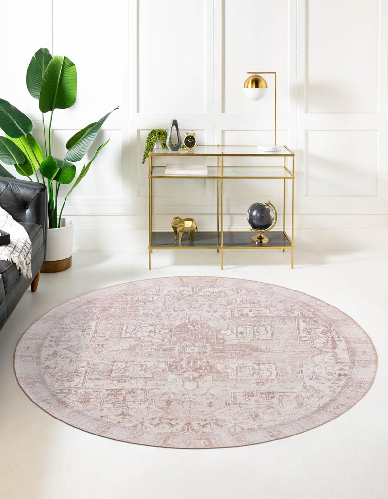 Heritage Elegance Collection Area Rug - Windsor (Beige) Round Beige lifestyle 21
