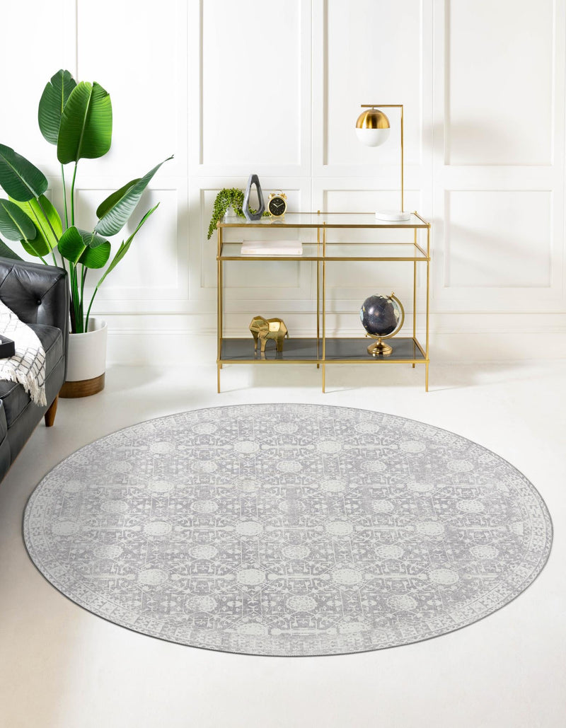 Heritage Elegance Collection Area Rug - Chatsworth Round Gray lifestyle 40