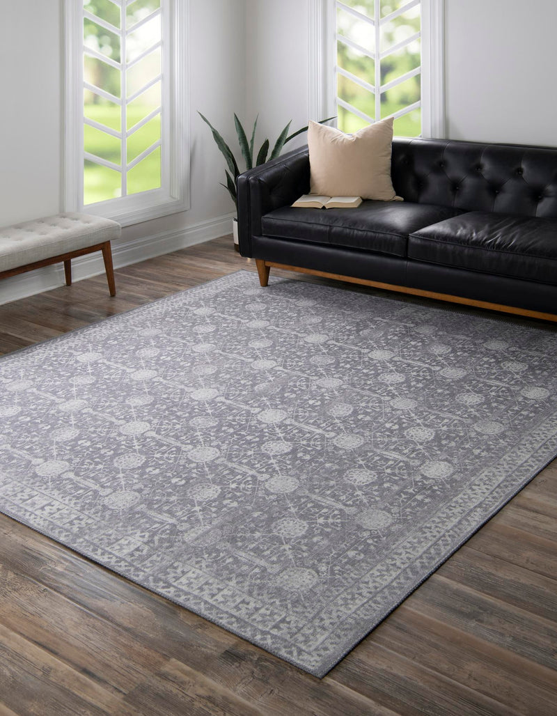 Heritage Elegance Collection Area Rug - Chatsworth Square Gray lifestyle 61